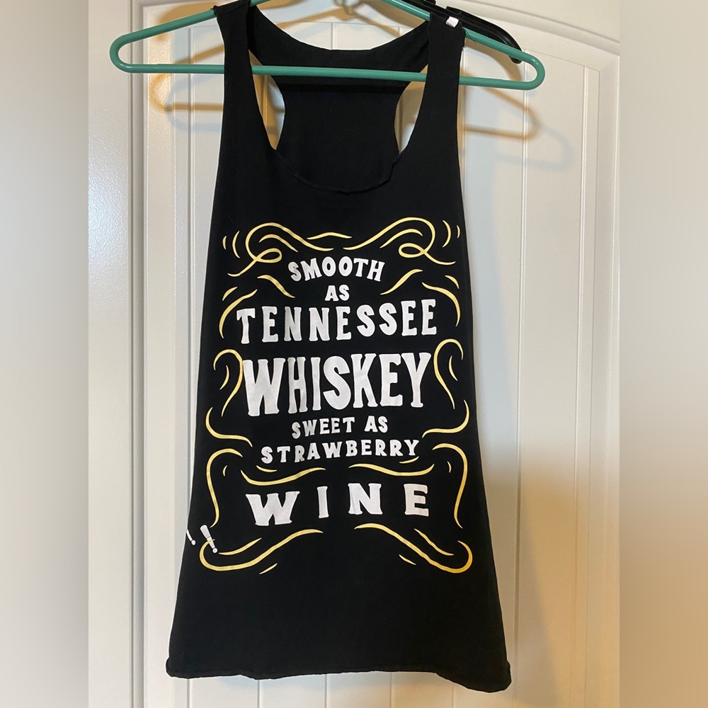 Black graphic tank.